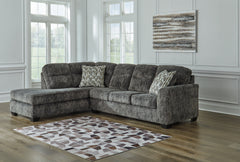 Hoover Furniture Outlet - Ashley Furniture - Lonoke 2-Piece Sectional with Chaise - RAF 2-Piece Sectional with Chaise / Gunmetal - 50504S1