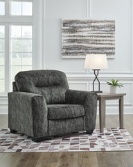 Hoover Furniture Outlet - Ashley Furniture - Lonoke Oversized Chair - Chair and a Half / Gunmetal - 5050423