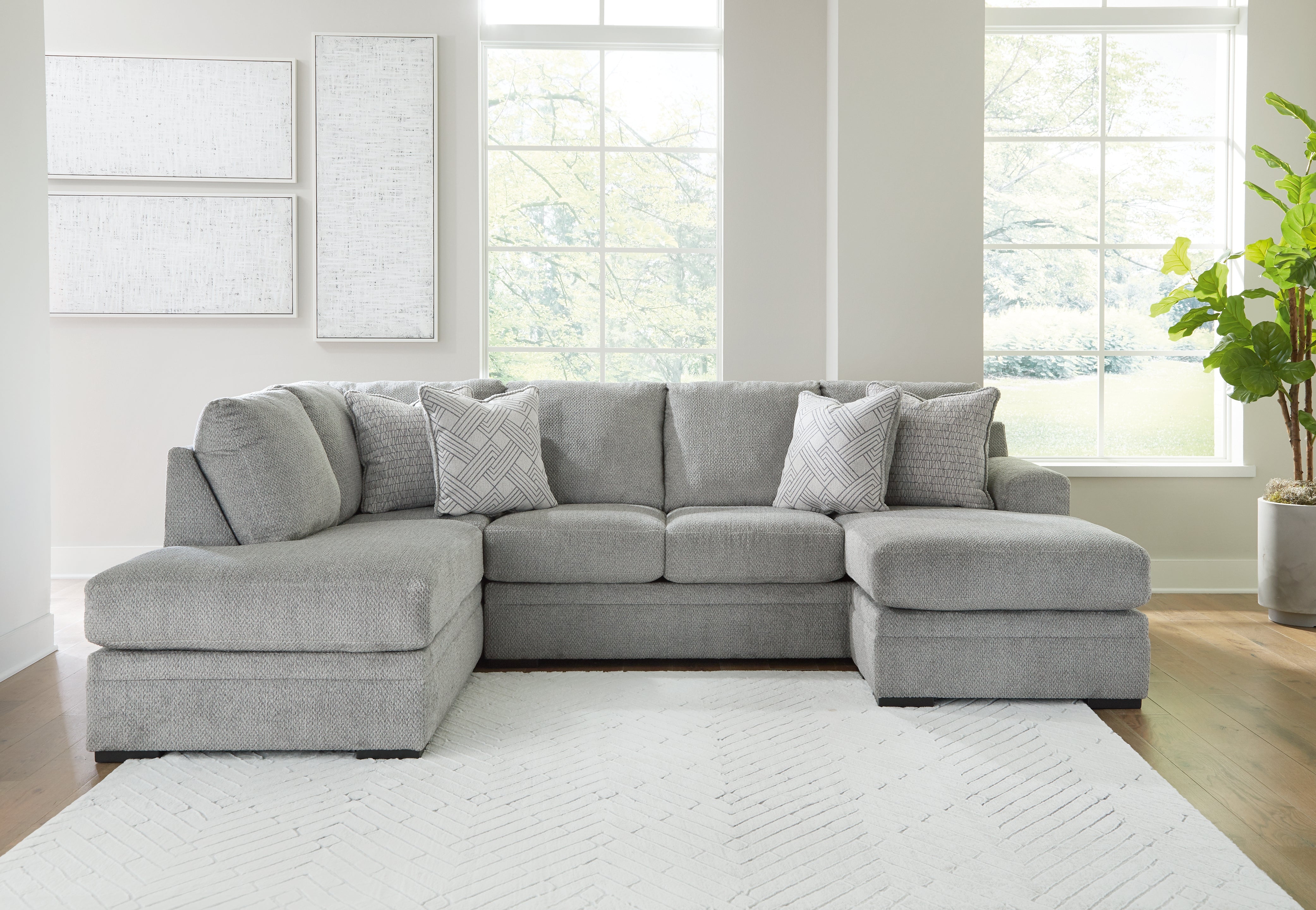 Hoover Furniture Outlet - Ashley Furniture - Casselbury 2-Piece Sectional with Chaise - RAF 2-Piece Sectional with Chaise / Cement - 52906S2