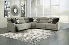 Hoover Furniture Outlet - Ashley Furniture - Colleyville 5-Piece Power Reclining Sectional - 5-Piece Power Reclining Sectional / Stone - 54405S7