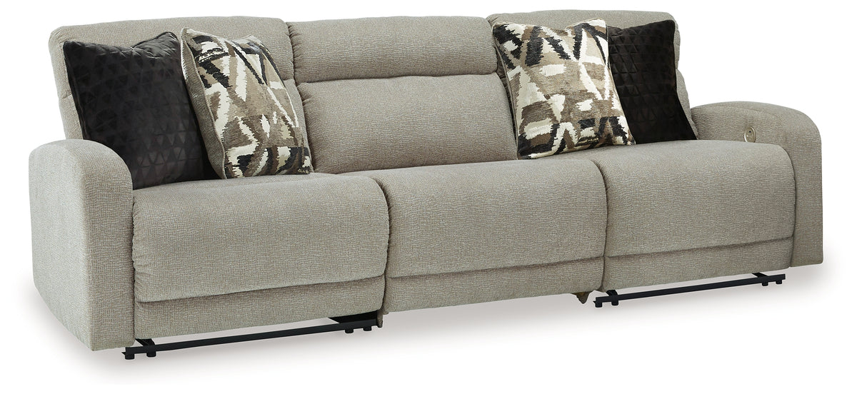 Hoover Furniture Outlet - Ashley Furniture - Colleyville 3-Piece Power Reclining Sectional Sofa - 3-Piece Power Reclining Sectional Sofa / Stone - 54405S8