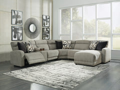 Hoover Furniture Outlet - Ashley Furniture - Colleyville 6-Piece Power Reclining Sectional with Chaise - 6-Piece Power Reclining Sectional with Chaise / Stone - 54405S12