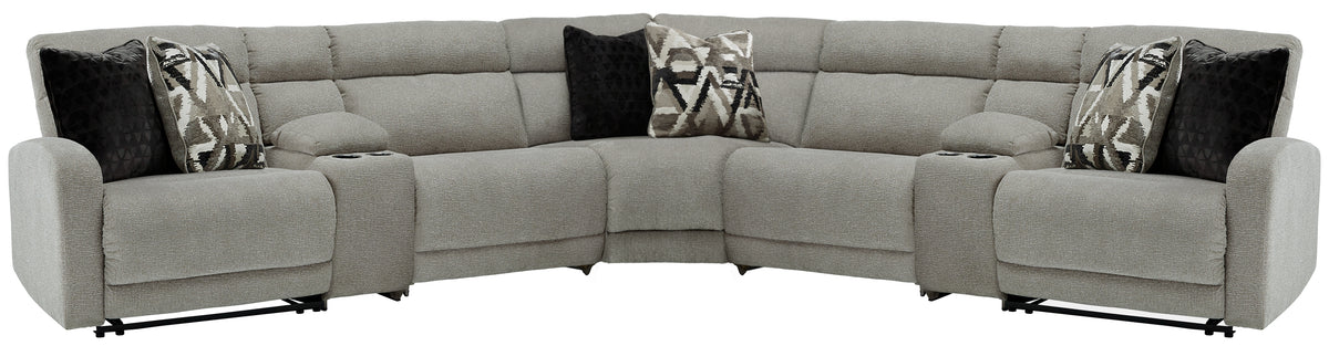Hoover Furniture Outlet - Ashley Furniture - Colleyville 7-Piece Power Reclining Sectional - 7-Piece Power Reclining Sectional / Stone - 54405S10
