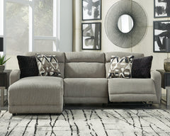 Hoover Furniture Outlet - Ashley Furniture - Colleyville 3-Piece Power Reclining Sectional with Chaise - 3-Piece Power Reclining Sectional with Chaise / Stone - 54405S4