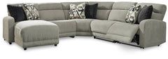Hoover Furniture Outlet - Ashley Furniture - Colleyville 5-Piece Power Reclining Sectional with Chaise - 5-Piece Power Reclining Sectional with Chaise / Stone - 54405S11