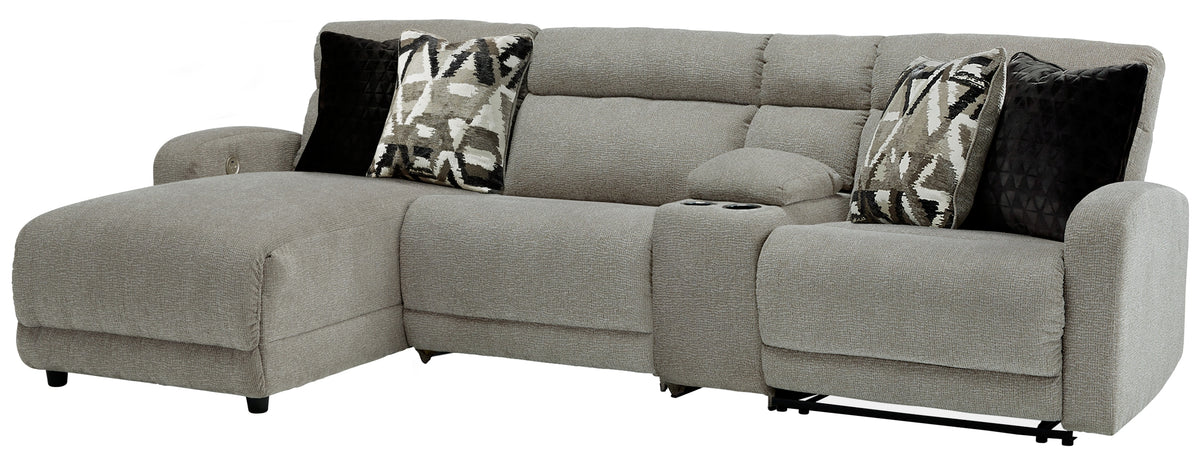 Hoover Furniture Outlet - Ashley Furniture - Colleyville 4-Piece Power Reclining Sectional with Chaise - 4-Piece Power Reclining Sectional with Chaise / Stone - 54405S5