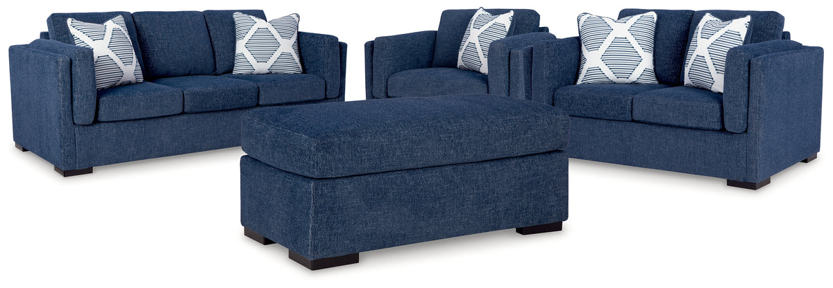 Hoover Furniture Outlet - Ashley Furniture - Evansley Sofa, Loveseat, Oversized Chair and Ottoman - Sofa, Loveseat, Oversized Chair and Ottoman / Navy - 54502U3