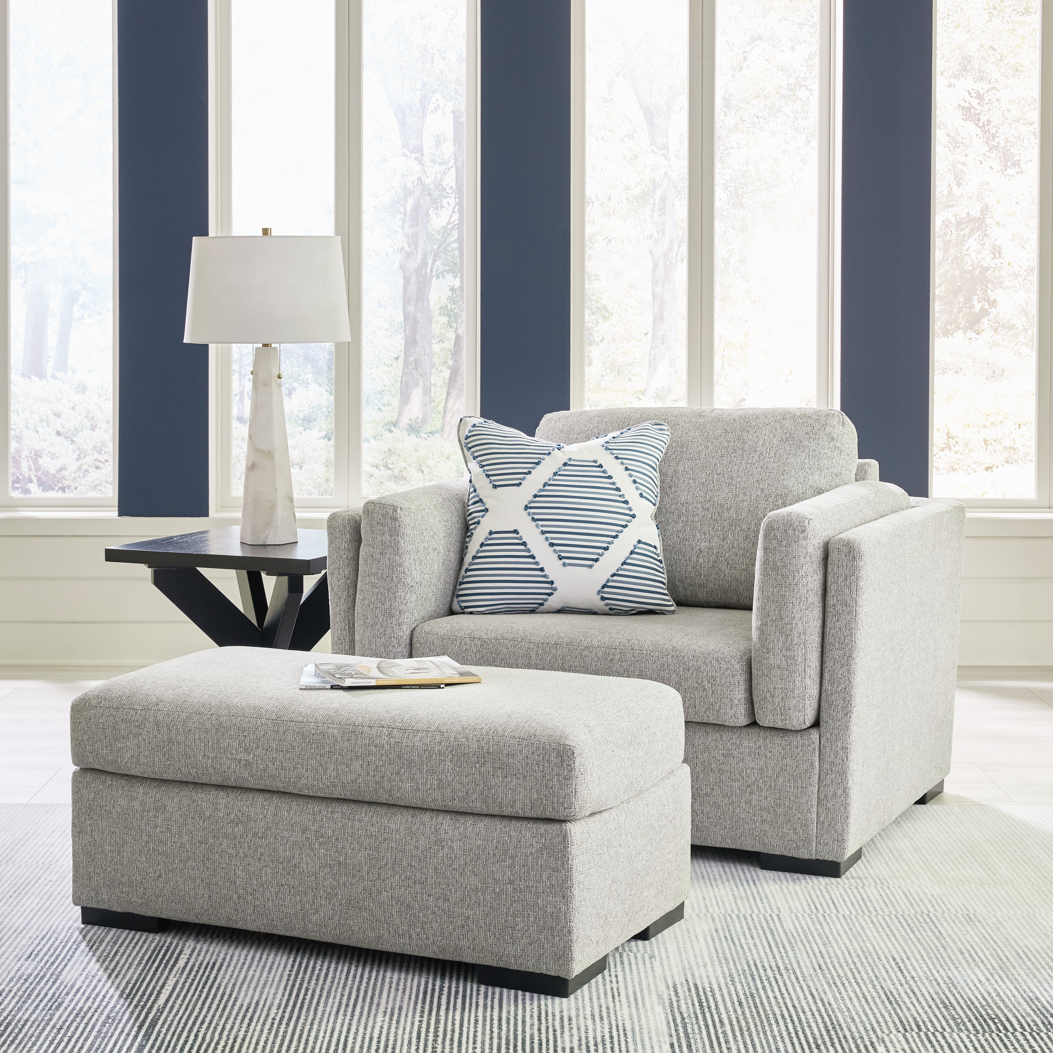 Hoover Furniture Outlet - Ashley Furniture - Evansley Oversized Chair and Ottoman - Oversized Chair and Ottoman / Pewter - 54503U1