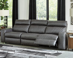 Hoover Furniture Outlet - Ashley Furniture - Samperstone 3-Piece Power Reclining Sectional Sofa - 3-Piece Power Reclining Sectional Sofa / Gray - 55203S4