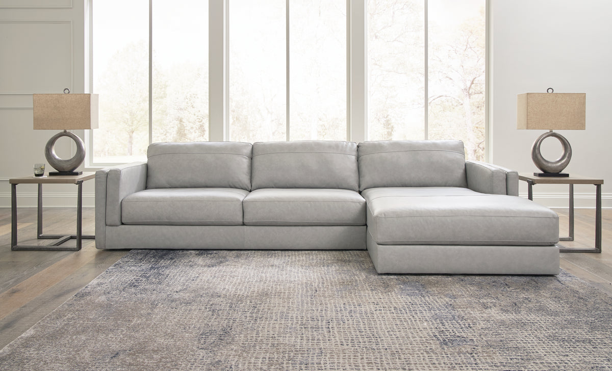 Hoover Furniture Outlet - Ashley Furniture - Amiata 2-Piece Sectional with Chaise - LAF 2-Piece Sectional with Chaise / Glacier - 57404S2