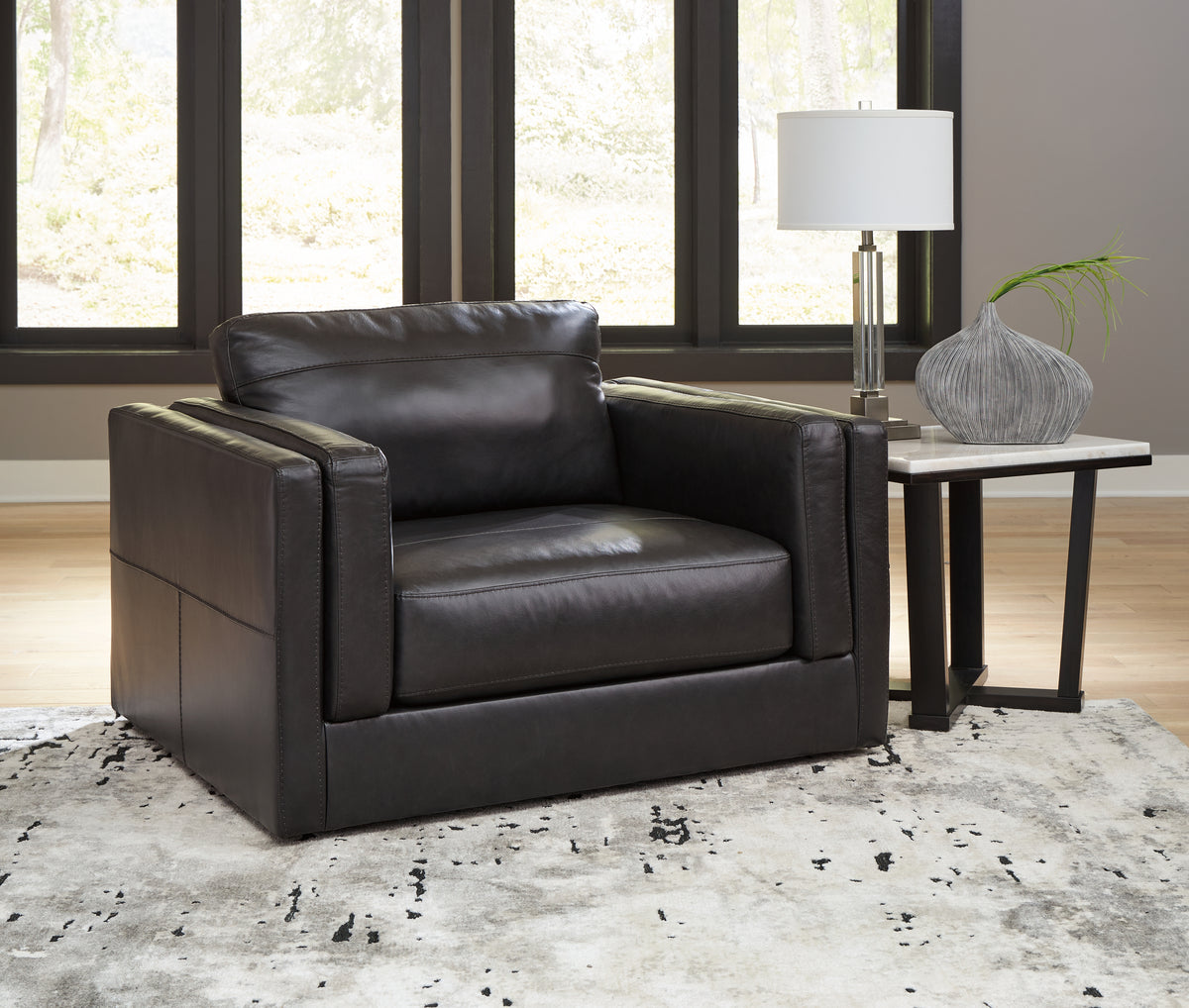 Hoover Furniture Outlet - Ashley Furniture - Amiata Oversized Chair - Chair and a Half / Onyx - 5740523