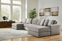 Hoover Furniture Outlet - Ashley Furniture - Avaliyah 4-Piece Double Chaise Sectional - RAF 4-Piece Double Chaise Sectional / Ash - 58103S11