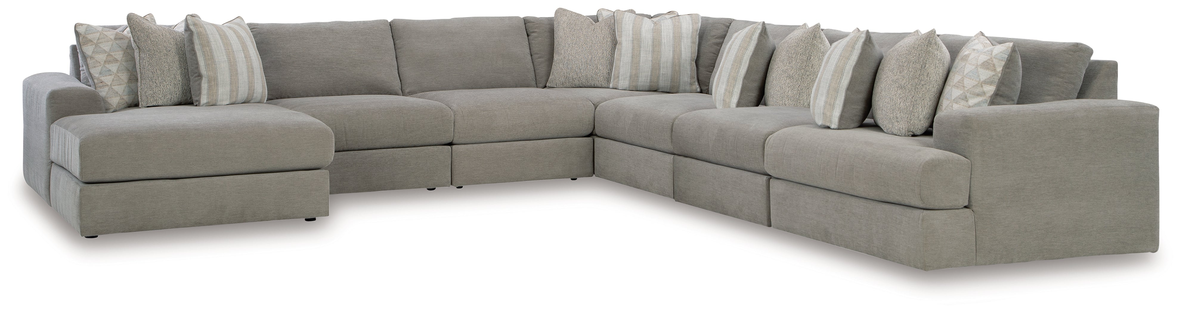 Hoover Furniture Outlet - Ashley Furniture - Avaliyah 7-Piece Sectional with Chaise - RAF 7-Piece Sectional with Chaise / Ash - 58103S9