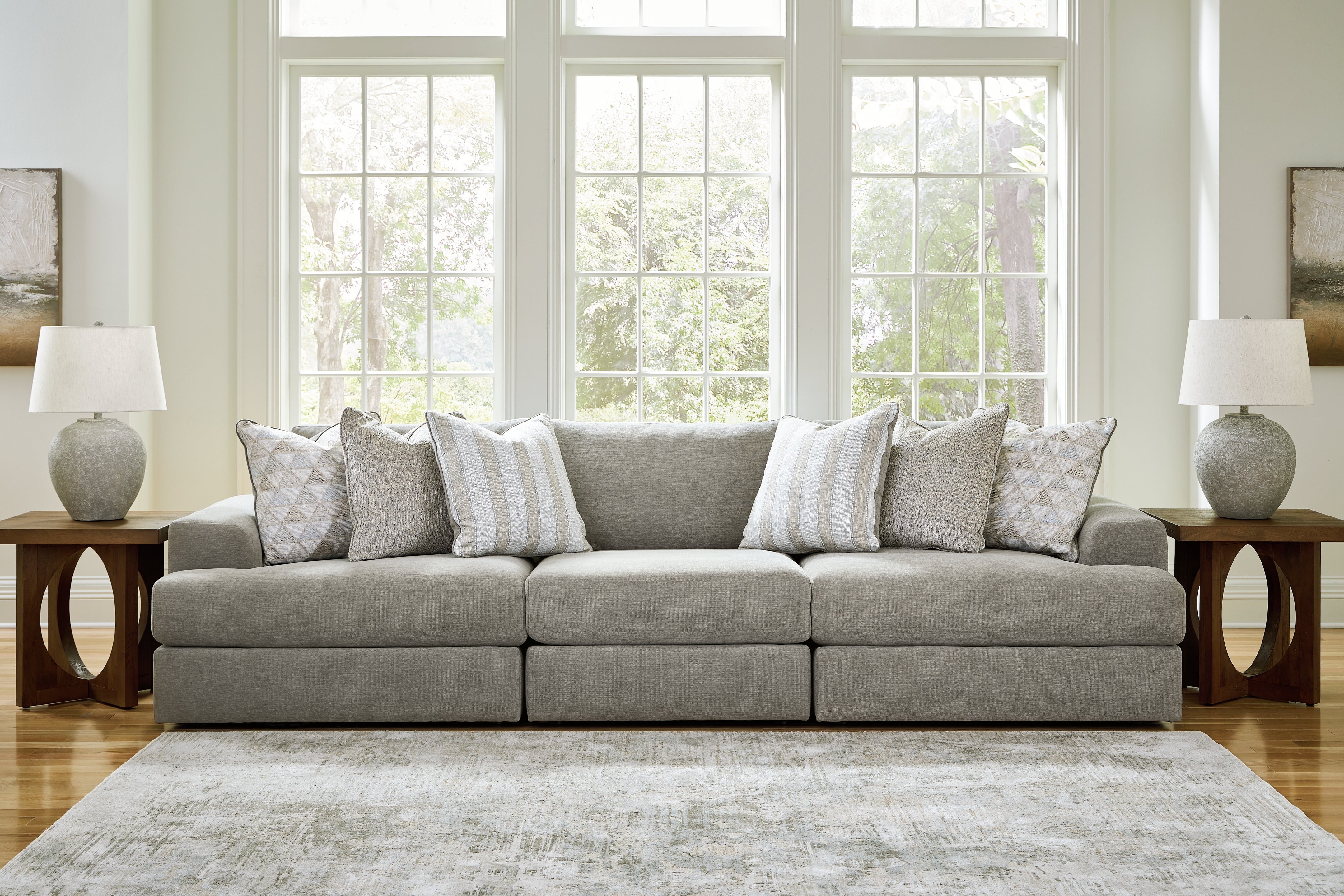 Hoover Furniture Outlet - Ashley Furniture - Avaliyah 3-Piece Sectional Sofa - RAF 3-Piece Sectional Sofa / Ash - 58103S2