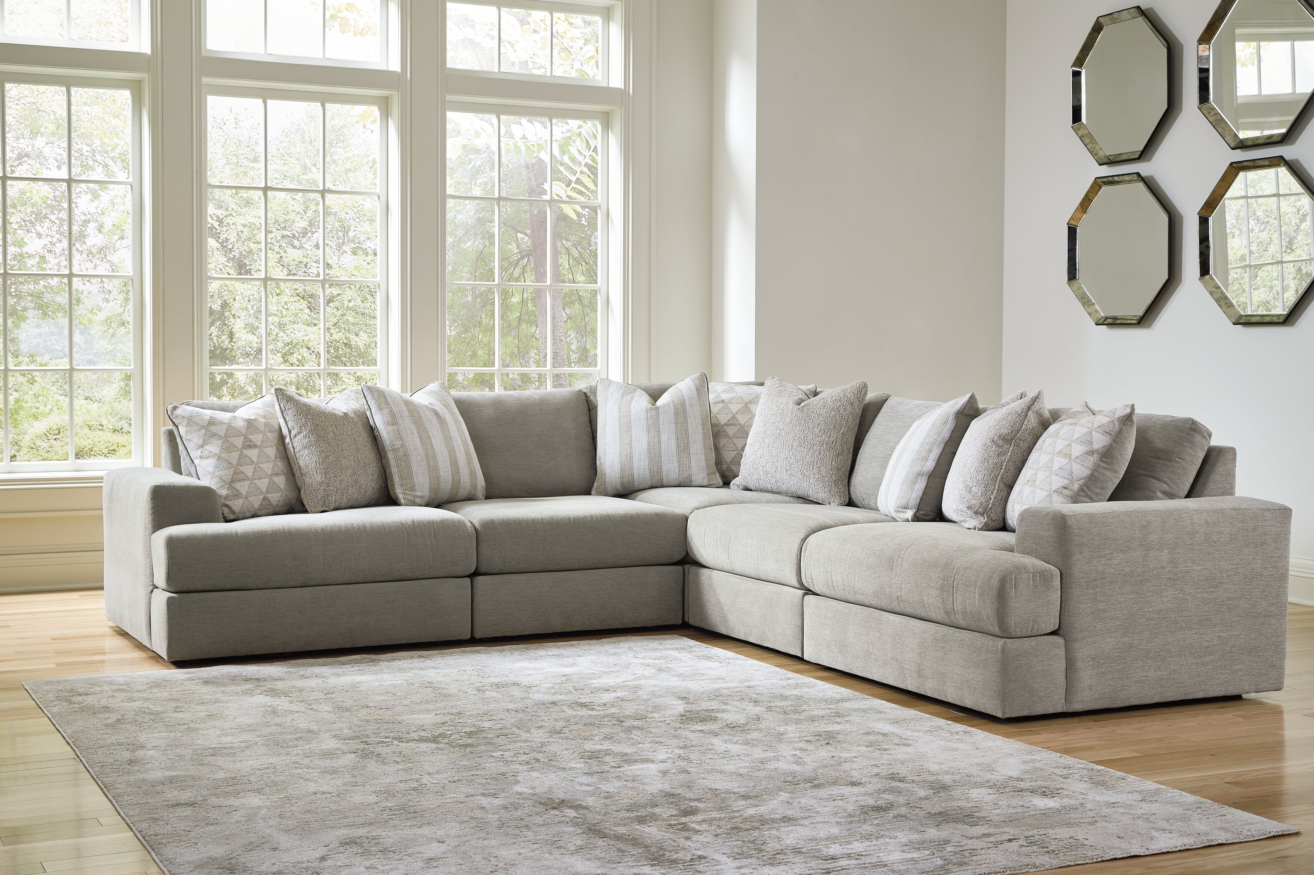 Hoover Furniture Outlet - Ashley Furniture - Avaliyah 5-Piece Sectional - RAF 5-Piece Sectional / Ash - 58103S6
