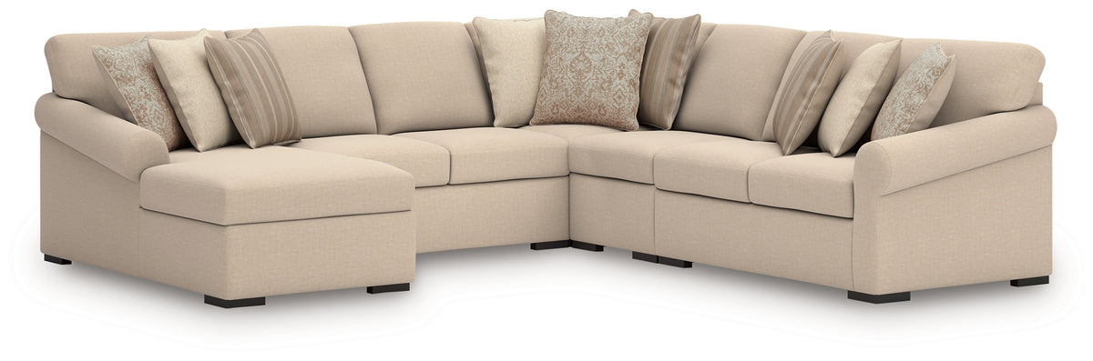 Hoover Furniture Outlet - Ashley Furniture - LadyMae 5-Piece Sectional with Chaise - RAF 5-Piece Sectional with Chaise - 59404S8