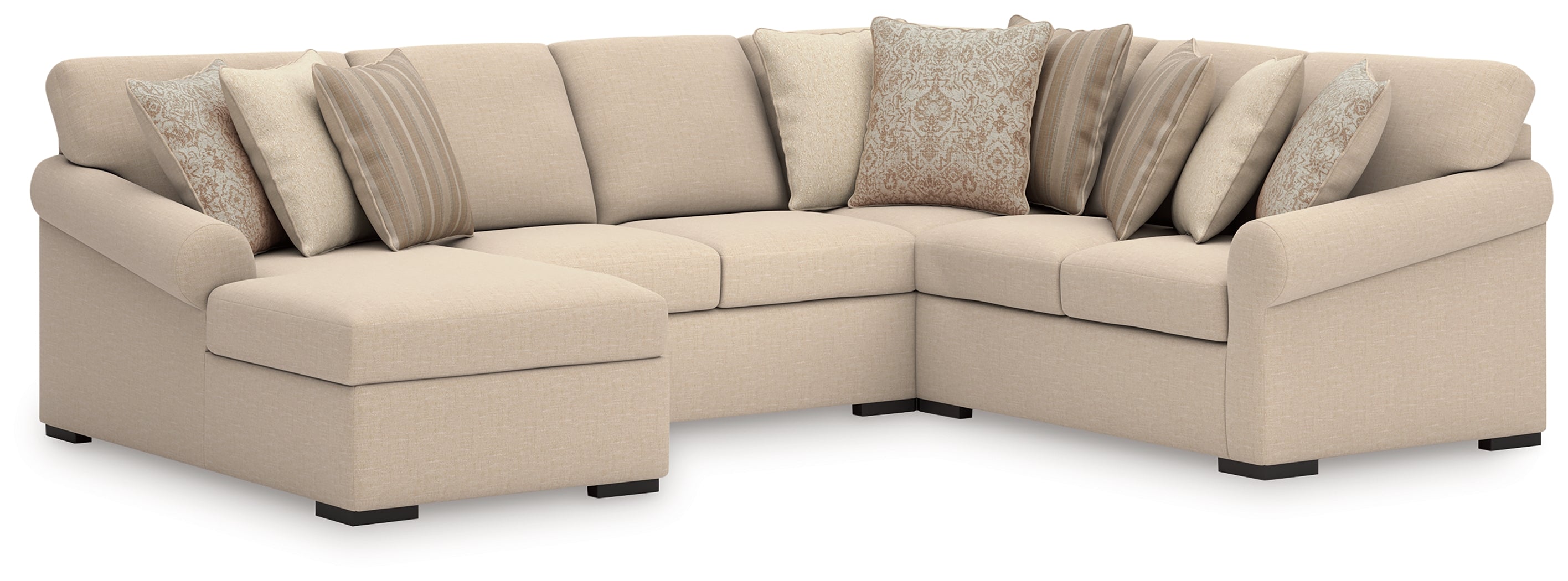 Hoover Furniture Outlet - Ashley Furniture - LadyMae 4-Piece Sectional with Chaise - RAF 4-Piece Sectional with Chaise - 59404S7
