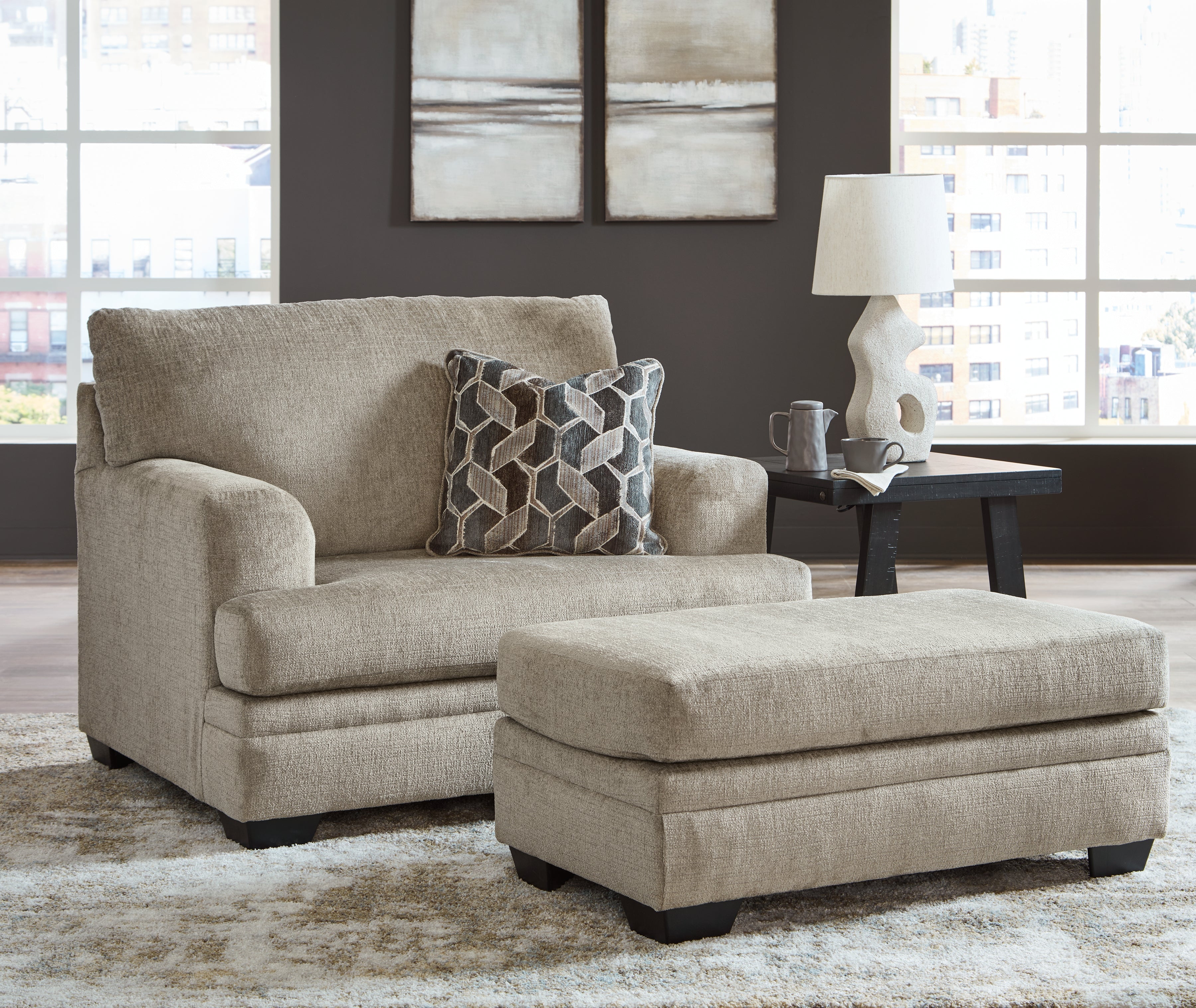 Hoover Furniture Outlet - Ashley Furniture - Stonemeade Oversized Chair and Ottoman - Oversized Chair and Ottoman / Taupe - 59504U2