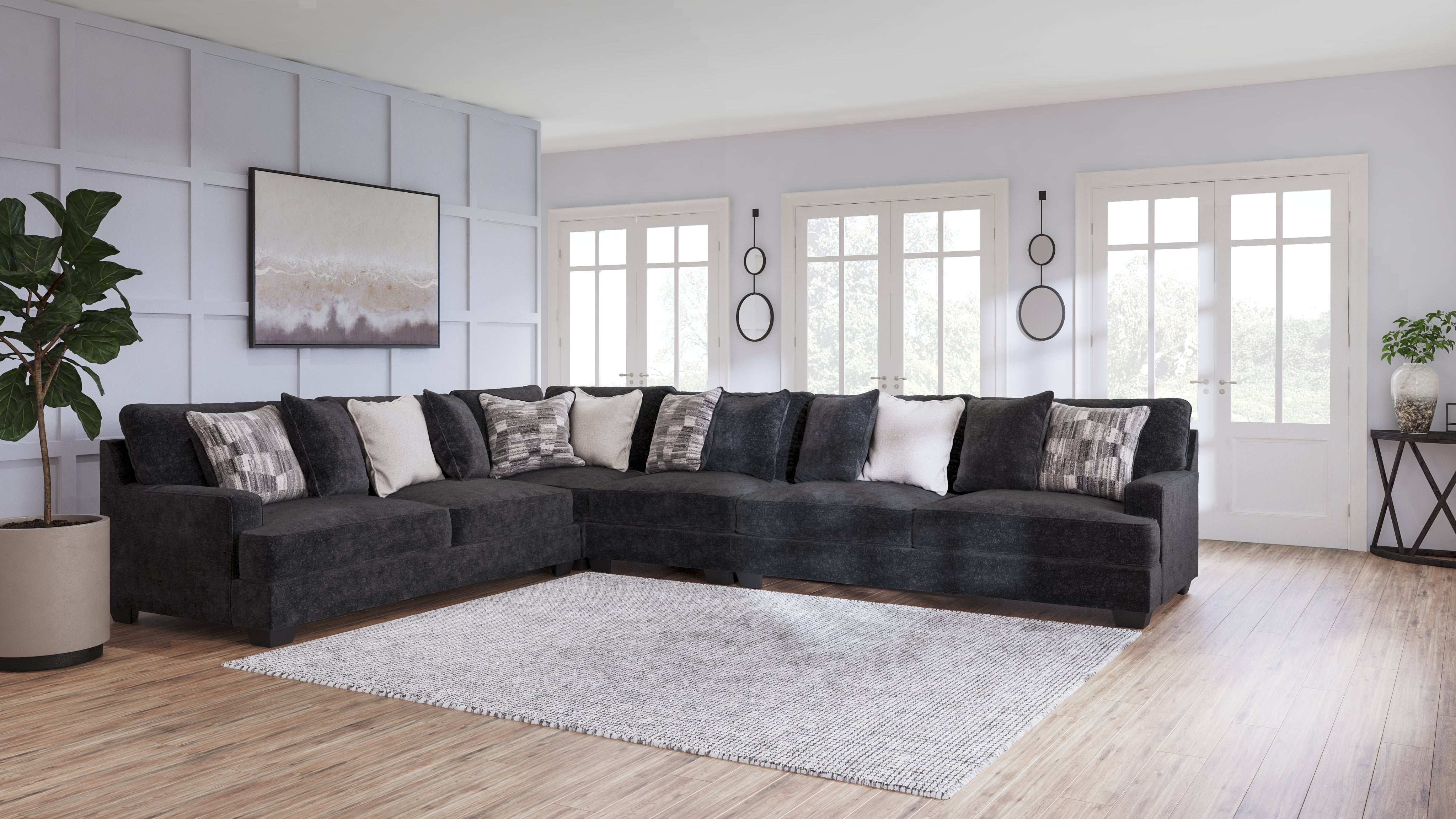 Hoover Furniture Outlet - Ashley Furniture - Lavernett 4-Piece Sectional - LAF 4-Piece Sectional / Charcoal - 59603S2