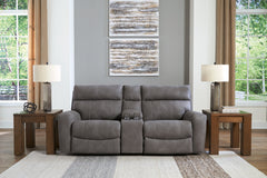 Hoover Furniture Outlet - Ashley Furniture - Next-Gen DuraPella 3-Piece Power Reclining Sectional Loveseat with Console - 3-Piece Power Reclining Sectional Loveseat with Console / Slate - 61003S3