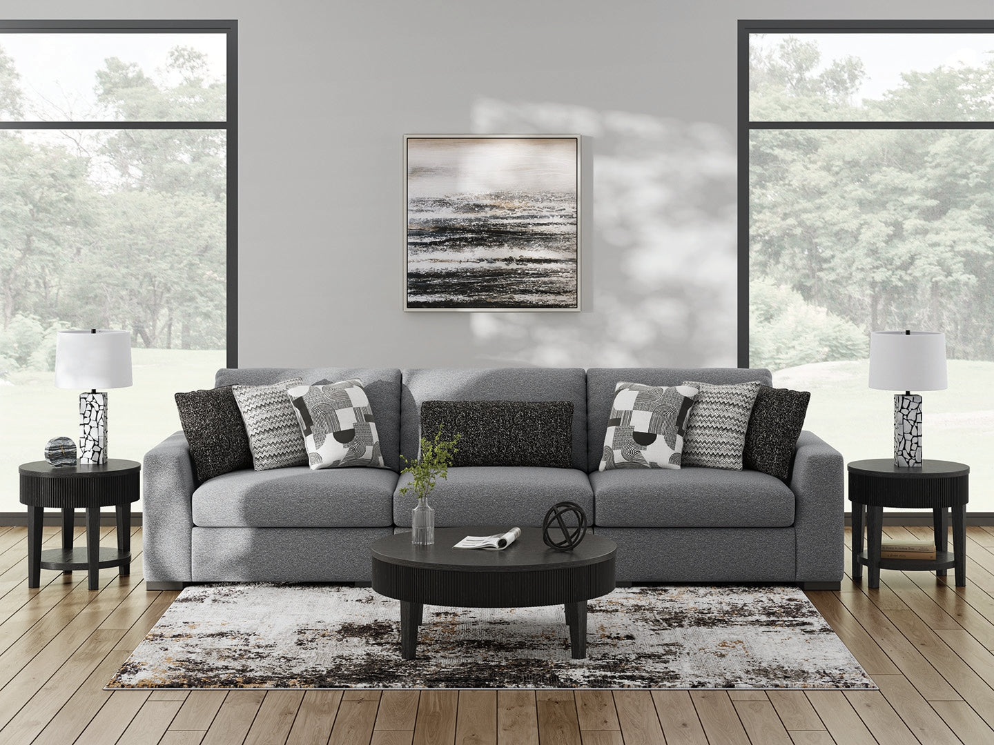 Hoover Furniture Outlet - Ashley Furniture - Bealton 3-Piece Sectional - RAF 3-Piece Sectional / Salt and Pepper - 61305S2