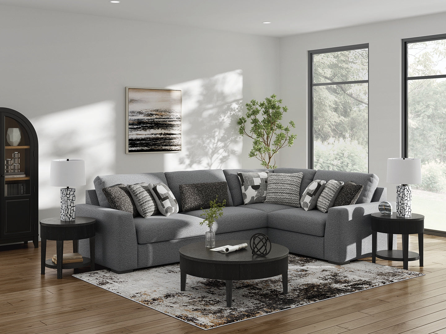 Hoover Furniture Outlet - Ashley Furniture - Bealton 4-Piece Sectional - RAF 4-Piece Sectional / Salt and Pepper - 61305S5