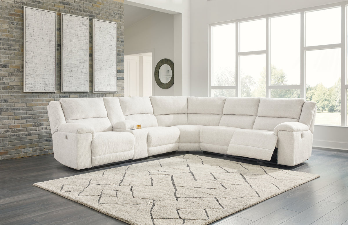 Hoover Furniture Outlet - Ashley Furniture - Keensburg 3-Piece Power Reclining Sectional - 3-Piece Power Reclining Sectional / Linen - 61807S1