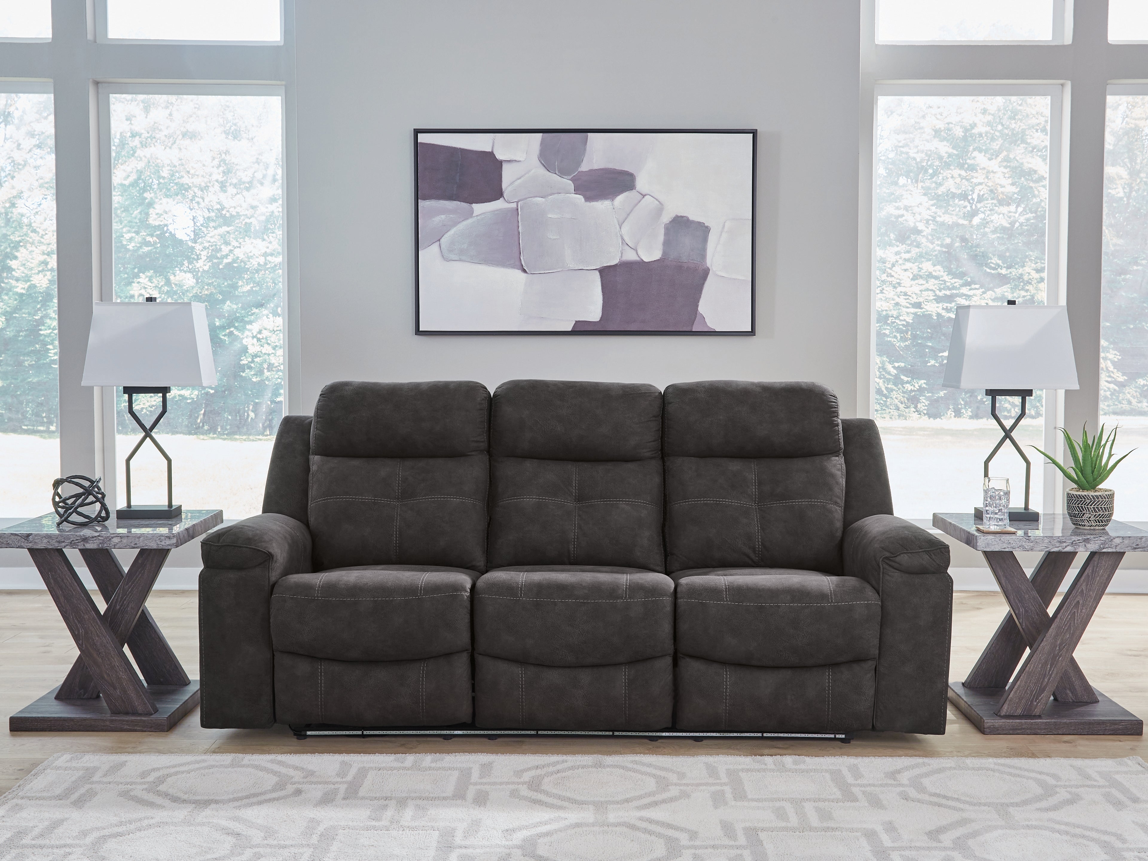 Hoover Furniture Outlet - Ashley Furniture - Brysonview Reclining Sofa - Reclining Sofa / Charcoal - 6360588