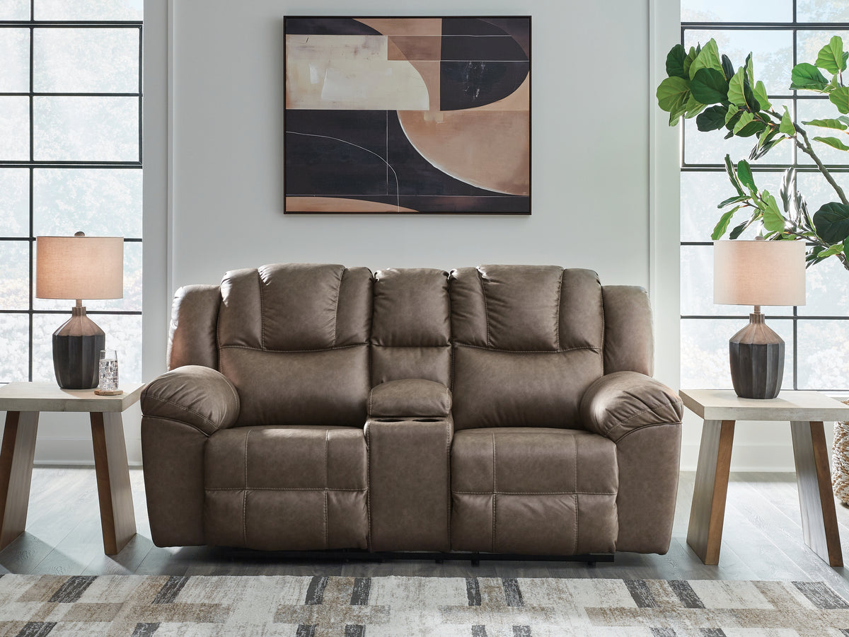Hoover Furniture Outlet - Ashley Furniture - Lowilla Reclining Loveseat with Console - DBL Rec Loveseat w/Console - PC6450694