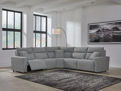 Hoover Furniture Outlet - Ashley Furniture - ModMax II 5-Piece Power Reclining Sectional - 5-Piece Power Reclining Sectional / Salt and Pepper - 65906S8