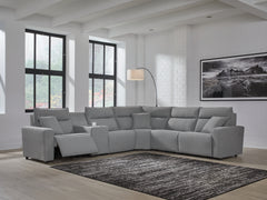 Hoover Furniture Outlet - Ashley Furniture - ModMax II 6-Piece Power Reclining Sectional - 6-Piece Power Reclining Sectional / Salt and Pepper - 65906S10