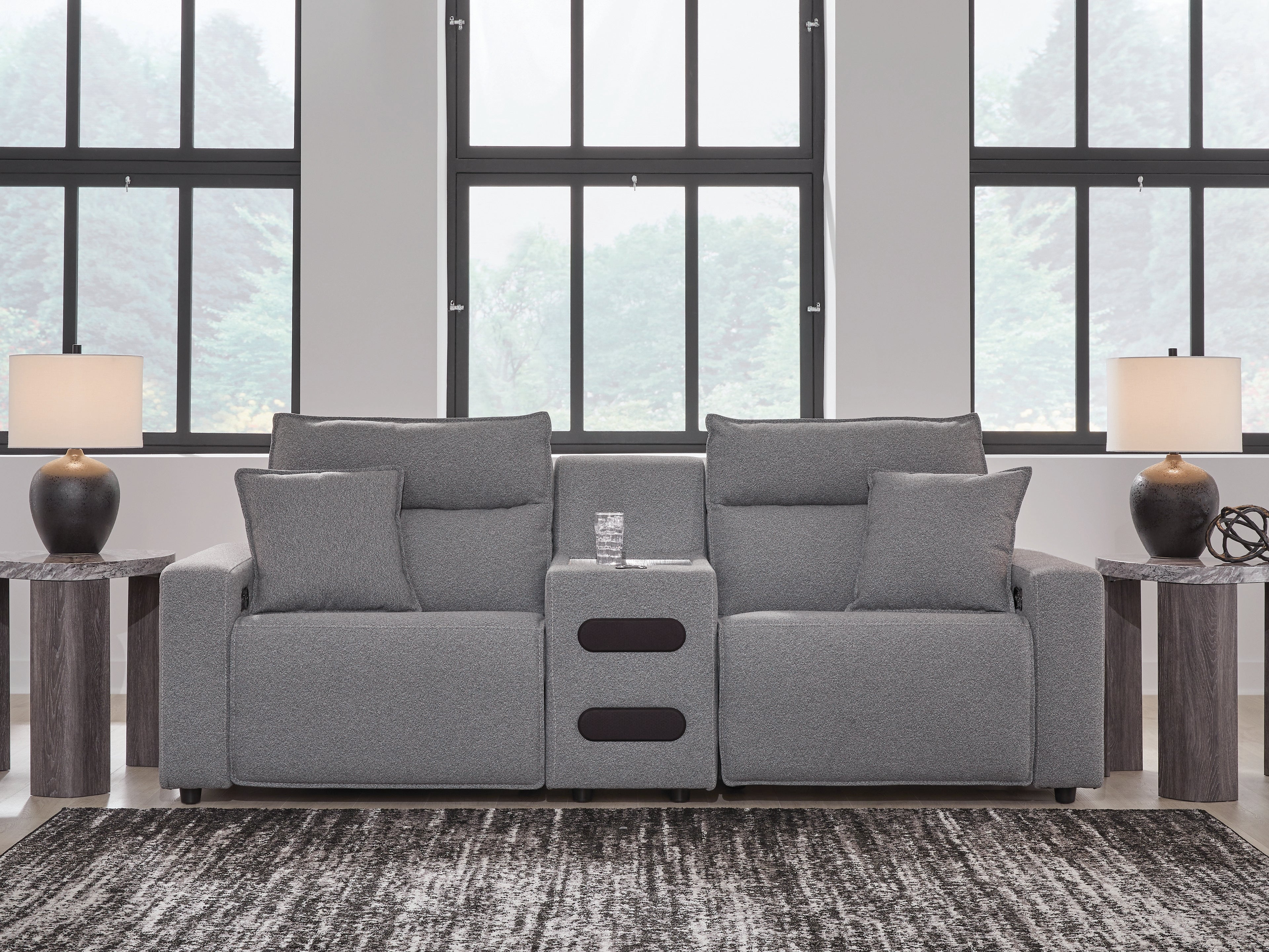 Hoover Furniture Outlet - Ashley Furniture - Modmax II 3-Piece Power Reclining Sectional with Audio Console - 3-Piece Power Reclining Sectional with Audio Console - 65906S2