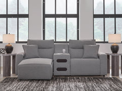 Hoover Furniture Outlet - Ashley Furniture - Modmax II 3-Piece Power Reclining Sectional with Chaise and Audio Console - 3-Piece Power Reclining Sectional with Chaise and Audio Console - 65906S18