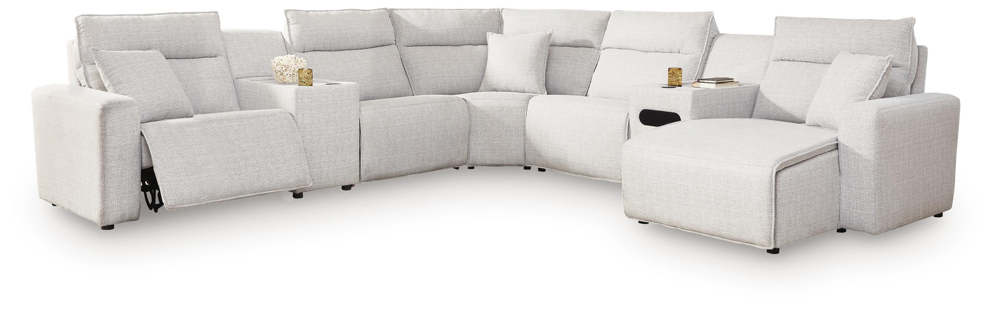 Hoover Furniture Outlet - Ashley Furniture - Modmax II 7-Piece Power Reclining Sectional with Chaise and Audio Console - 7-Piece Power Reclining Sectional with Chaise and Audio Console - 65907S45
