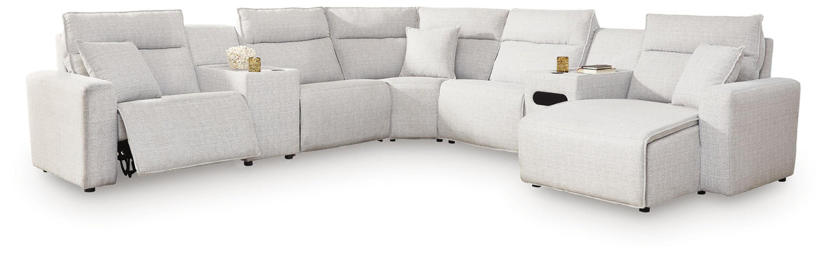 Hoover Furniture Outlet - Ashley Furniture - Modmax II 7-Piece Power Reclining Sectional with Chaise and Audio Console - 7-Piece Power Reclining Sectional with Chaise and Audio Console - 65907S45