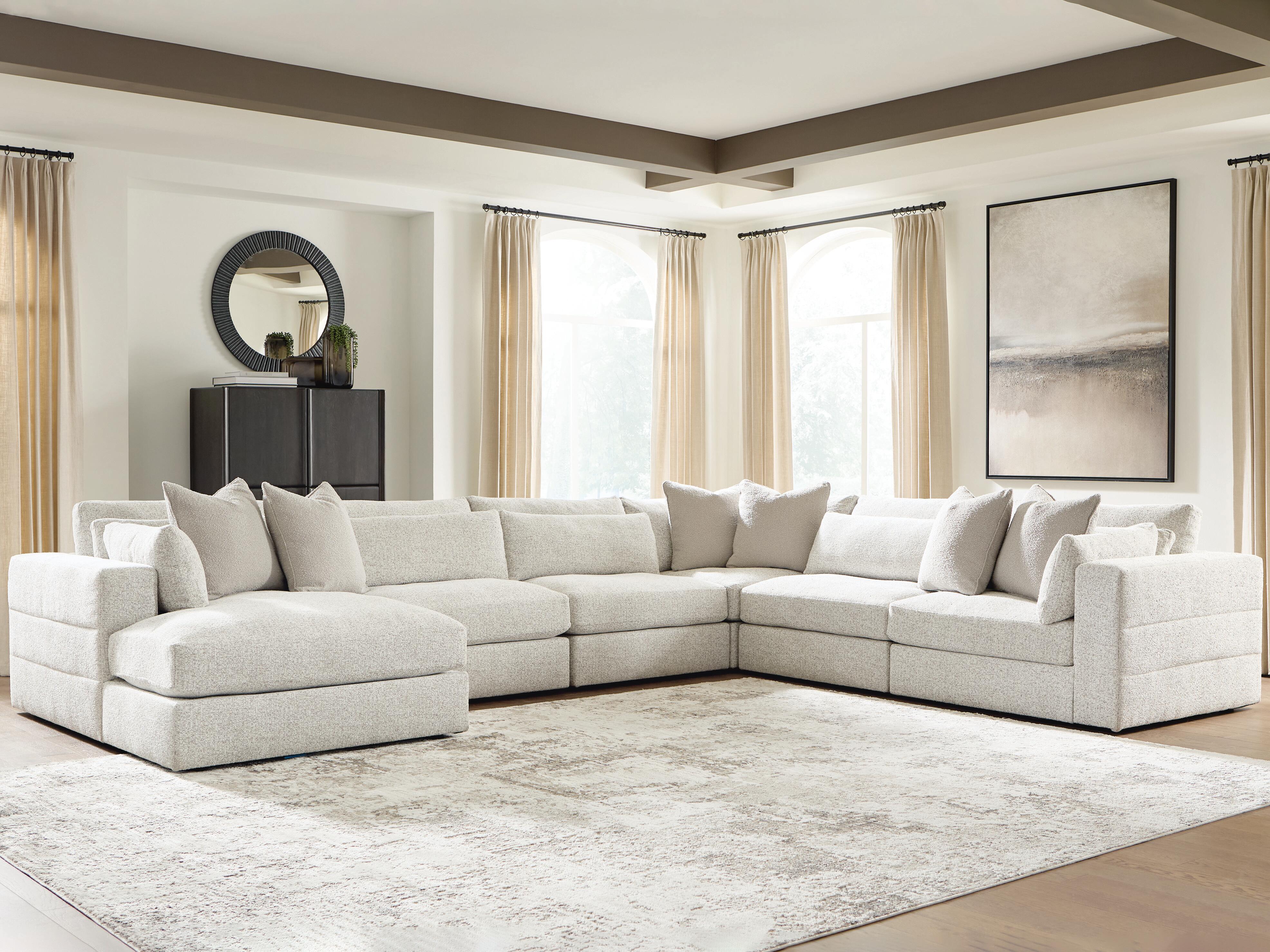 Hoover Furniture Outlet - Ashley Furniture - Ashbourne Estate 6-Piece Sectional with Chaise - RAF 6-Piece Sectional with Chaise - PC66004S14