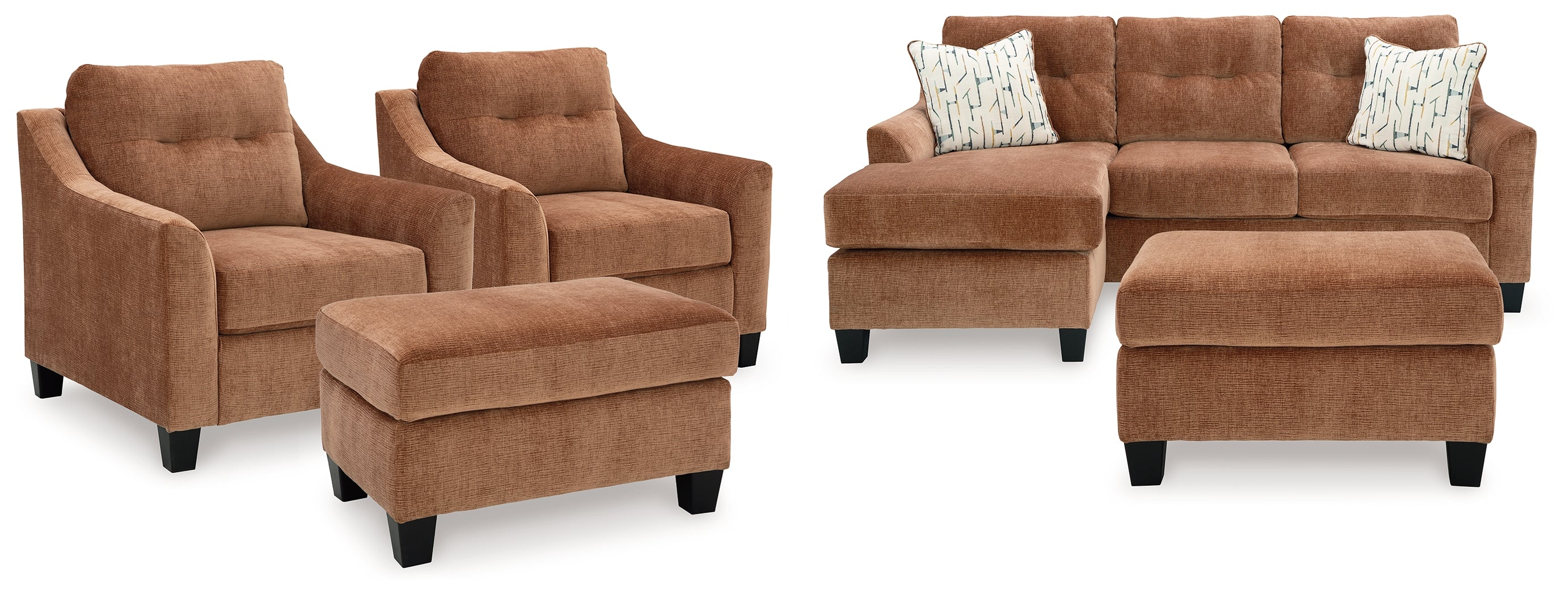 Hoover Furniture Outlet - Ashley Furniture - Amity Bay Sofa Chaise Sleeper, 2 Chairs and 2 Ottomans - Sofa Chaise Sleeper, 2 Chairs and 2 Ottomans - 67204U4