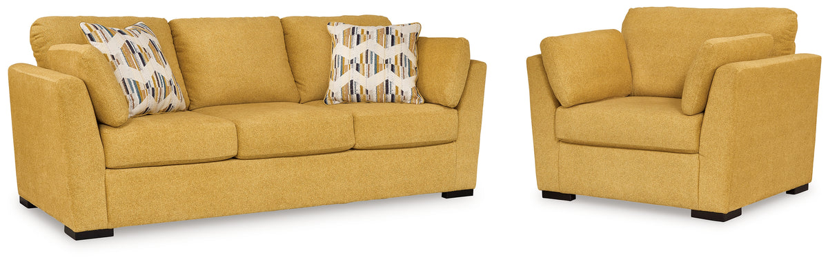 Hoover Furniture Outlet - Ashley Furniture - Keerwick Sofa and Oversized Chair - Sofa and Oversized Chair / Sunflower - 67506U4