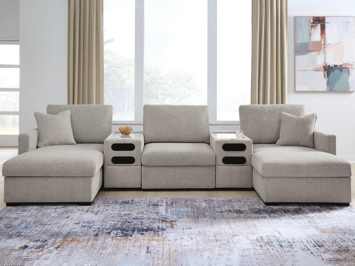 Hoover Furniture Outlet - Ashley Furniture - ModMax Luxe 5-Piece Double Chaise Sectional with Audio Consoles - RAF 5-Piece Double Chaise Sectional with Audio Consoles - 68605S43