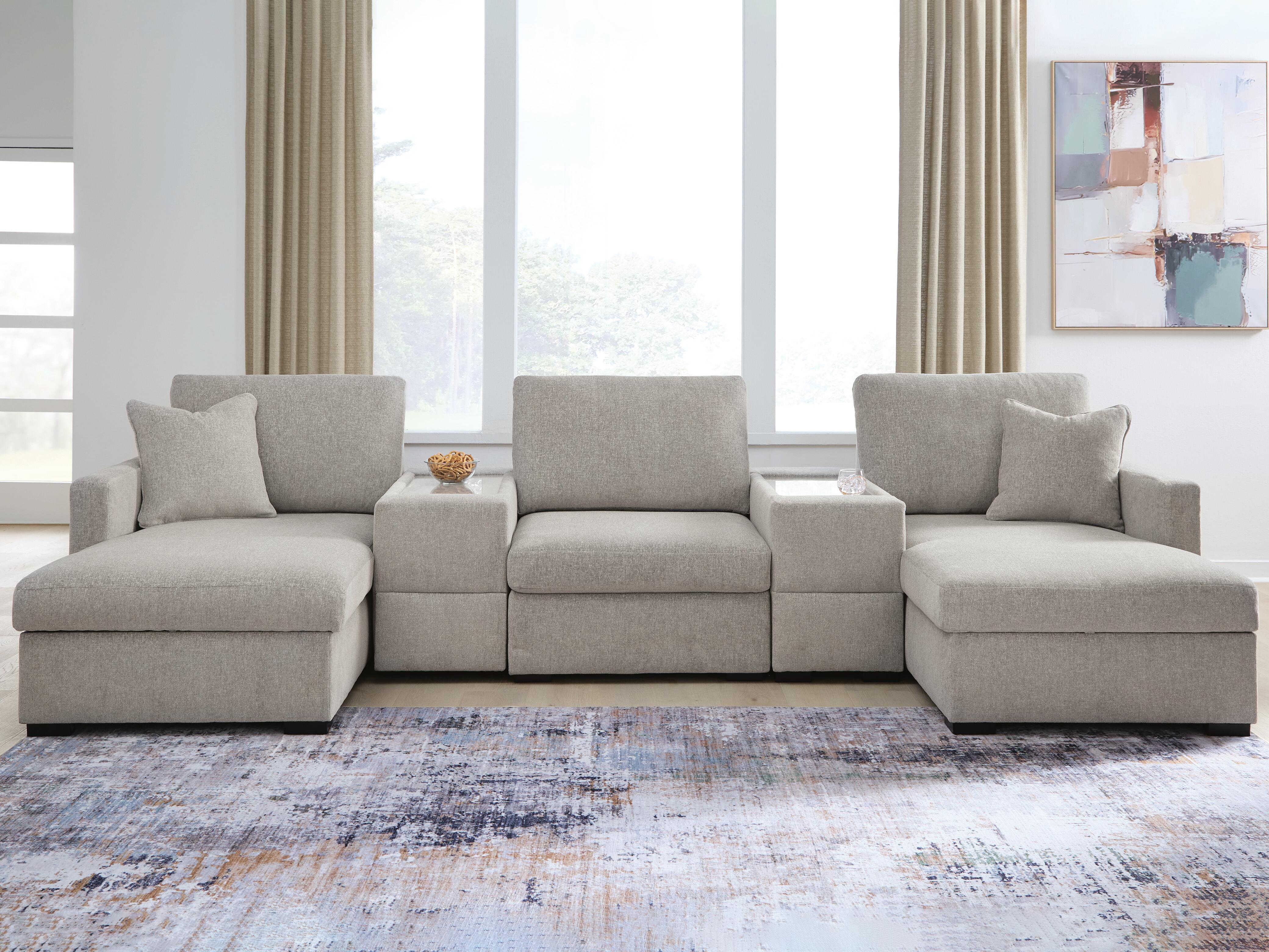 Hoover Furniture Outlet - Ashley Furniture - ModMax Luxe 5-Piece Double Chaise Sectional with Storage Consoles - RAF 5-Piece Double Chaise Sectional with Storage Consoles - 68605S38