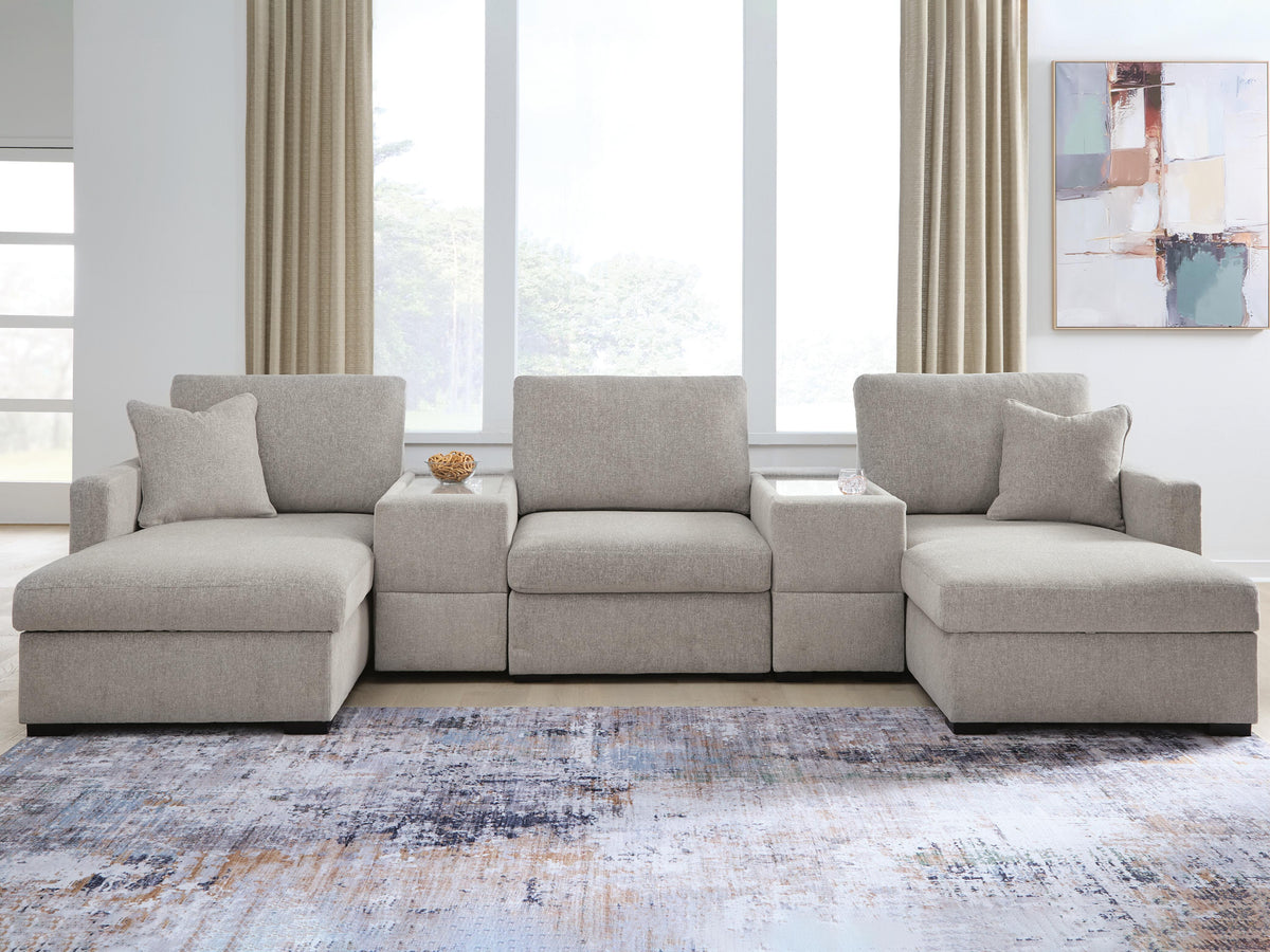 Hoover Furniture Outlet - Ashley Furniture - ModMax Luxe 5-Piece Double Chaise Sectional with Storage Consoles - RAF 5-Piece Double Chaise Sectional with Storage Consoles - 68605S38