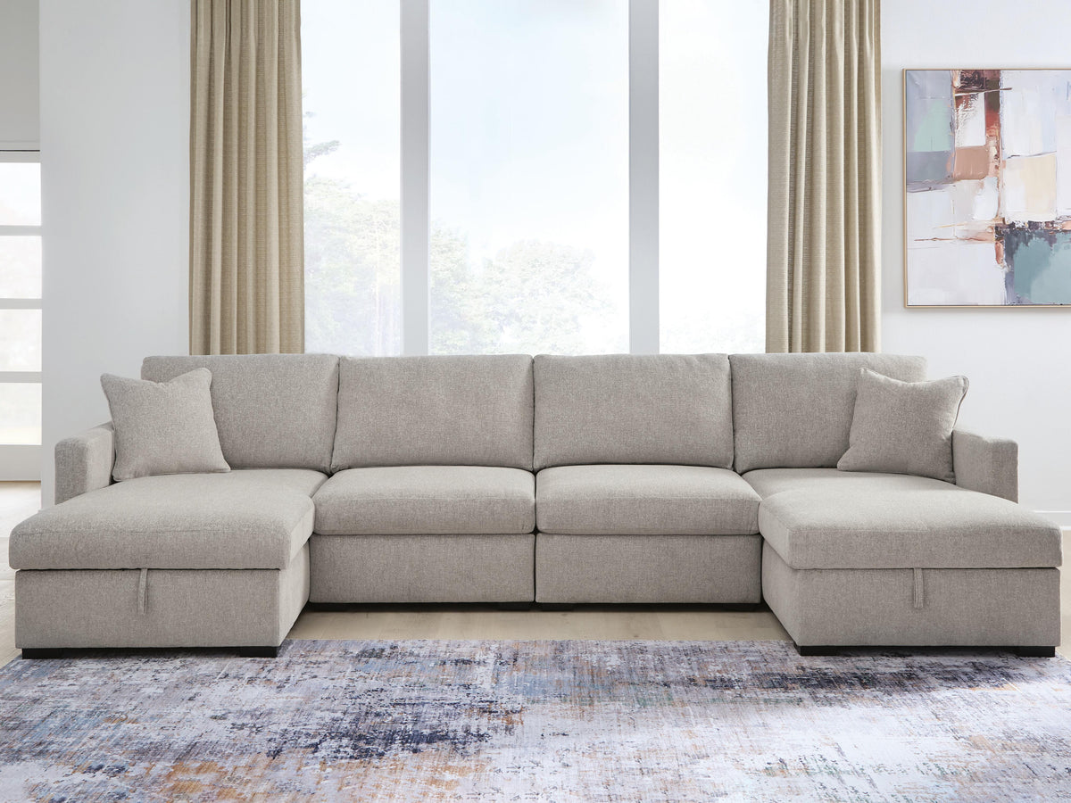Hoover Furniture Outlet - Ashley Furniture - ModMax Luxe 4-Piece Double Storage Chaise Sectional - RAF 4-Piece Double Storage Chaise Sectional - 68605S62