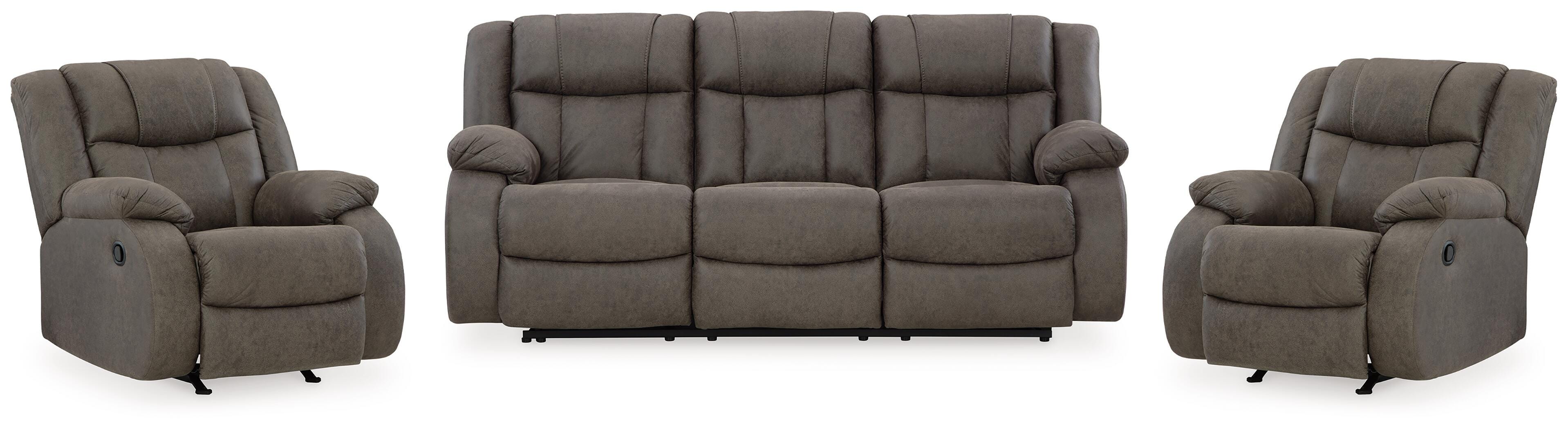 Hoover Furniture Outlet - Ashley Furniture - First Base Reclining Sofa and 2 Recliners - Reclining Sofa and 2 Recliners - 68804U6