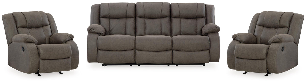 Hoover Furniture Outlet - Ashley Furniture - First Base Reclining Sofa and 2 Recliners - Reclining Sofa and 2 Recliners - 68804U6