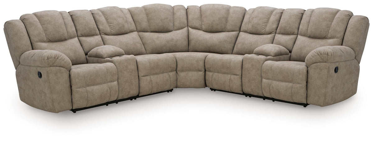 Hoover Furniture Outlet - Ashley Furniture - Pearce-Pike 3-Piece Reclining Sectional with Double Console - 3-Piece Reclining Sectional with Double Console - PC69205S3