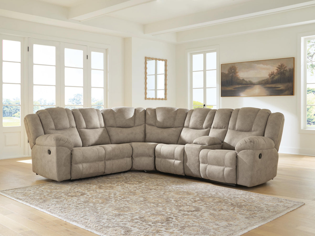 Hoover Furniture Outlet - Ashley Furniture - Pearce-Pike 3-Piece Reclining Sectional with Console - 3-Piece Reclining Sectional with Console - PC69205S2