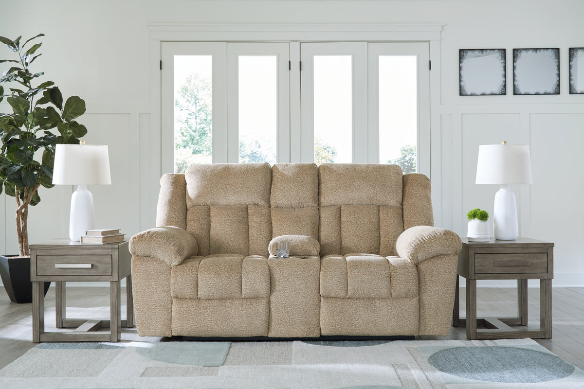 Hoover Furniture Outlet - Ashley Furniture - Tip-Off Power Reclining Loveseat - PWR REC Loveseat/CON/ADJ HDRST / Wheat - 6930518