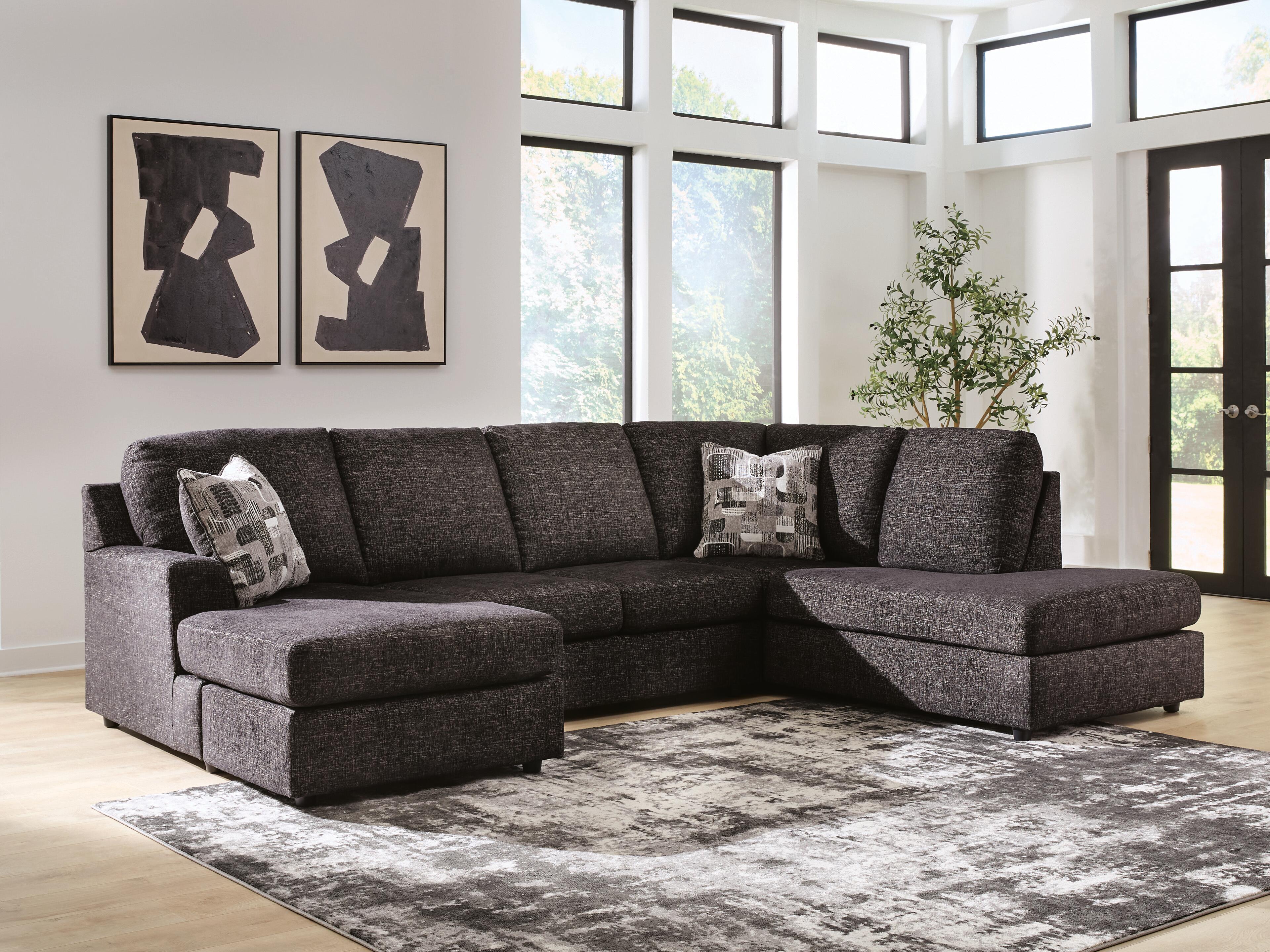 Hoover Furniture Outlet - Ashley Furniture - Lentiz 2-Piece Sectional with Chaise - LAF 2-Piece Sectional with Chaise / Onyx - PC73404S2