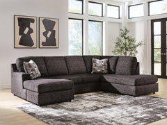 Hoover Furniture Outlet - Ashley Furniture - Lentiz 2-Piece Sectional with Chaise - LAF 2-Piece Sectional with Chaise / Onyx - PC73404S2