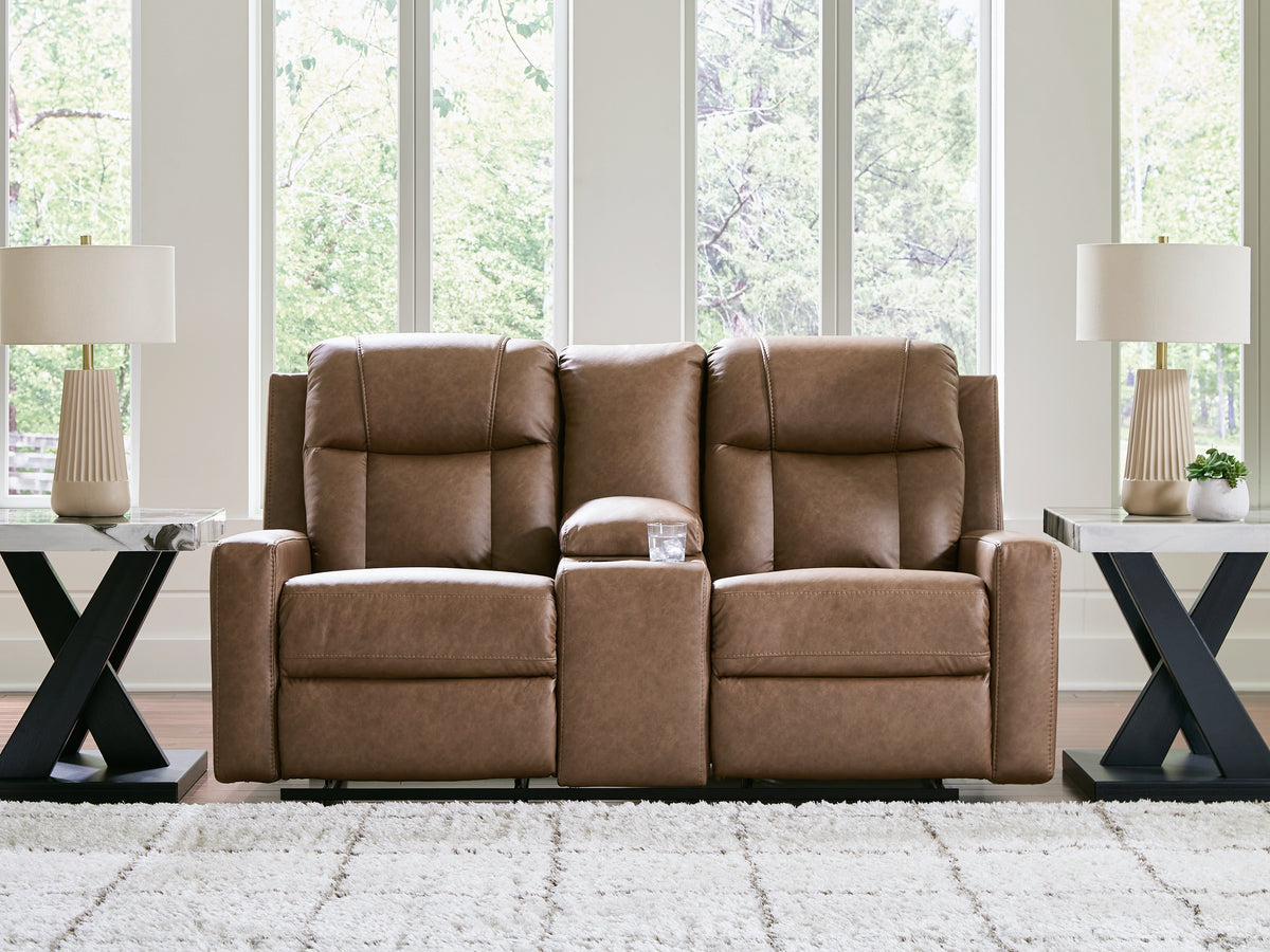 Hoover Furniture Outlet - Ashley Furniture - Mackmenville Reclining Loveseat with Console - DBL Rec Loveseat w/Console - 7471494